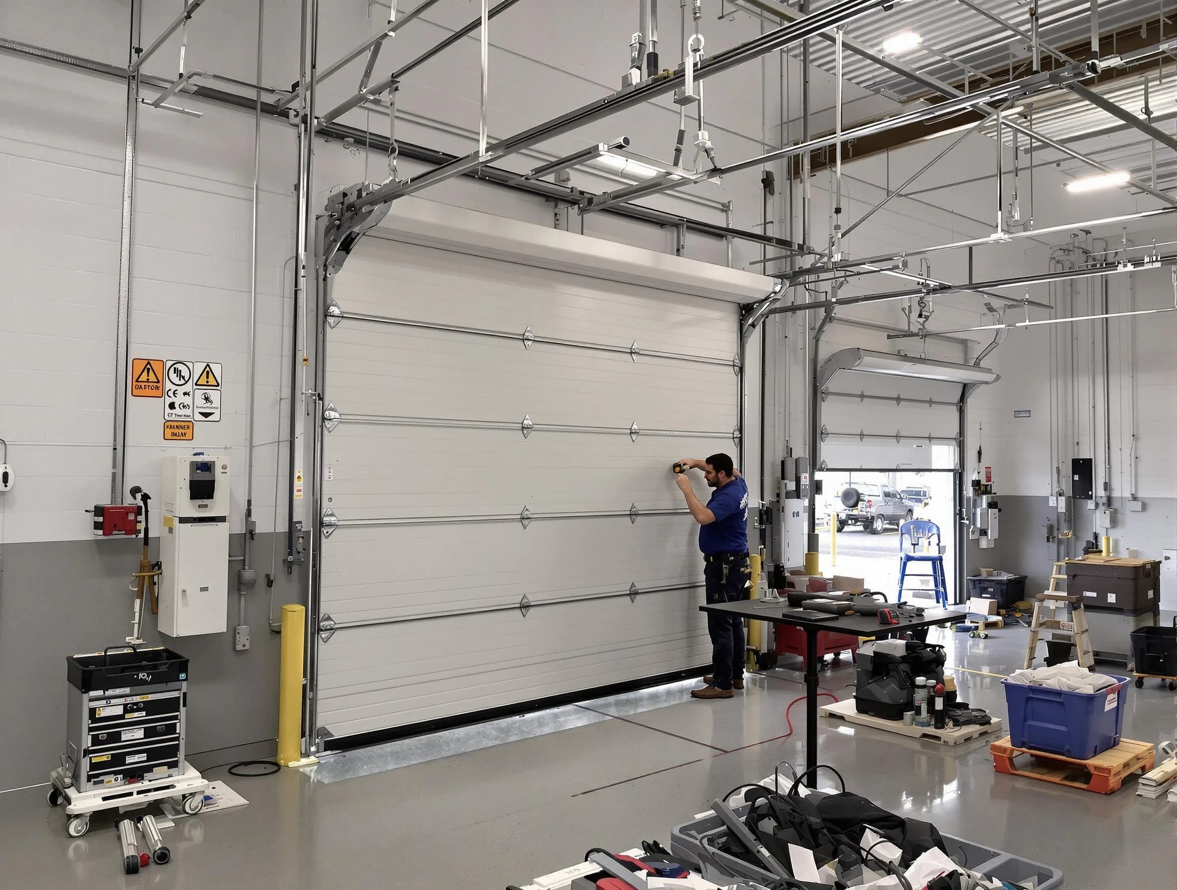 Commercial garage door repair being performed by Aliquippa Garage Door Repair expert in Aliquippa
