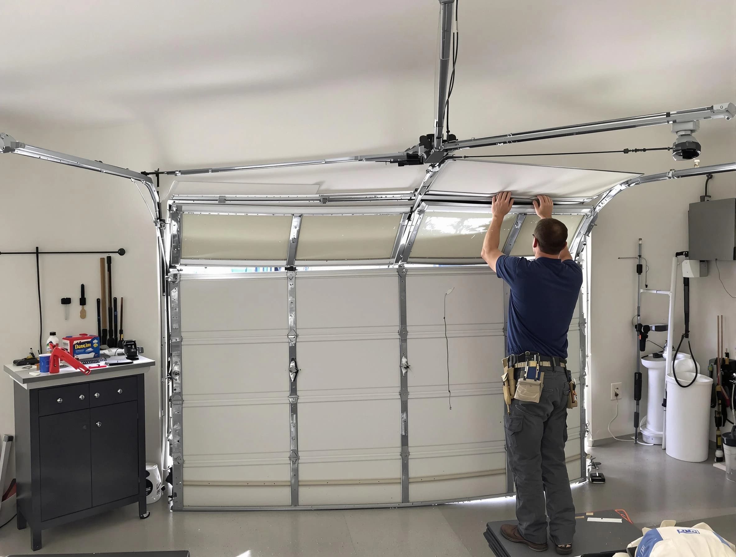 Aliquippa Garage Door Repair specialist performing precise section replacement on Aliquippa garage door