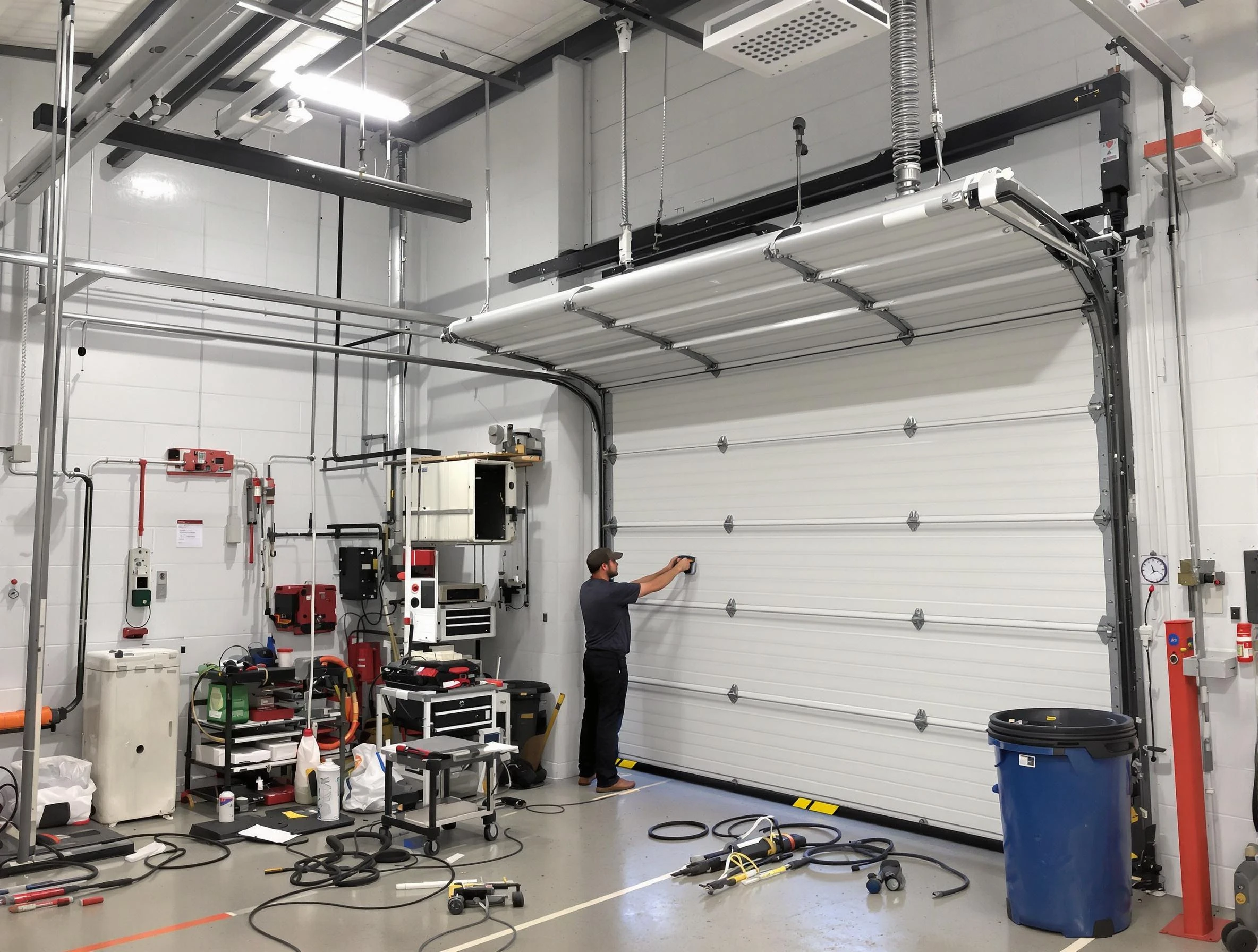 Aliquippa Garage Door Repair certified technician performing commercial door repair at a Aliquippa business facility