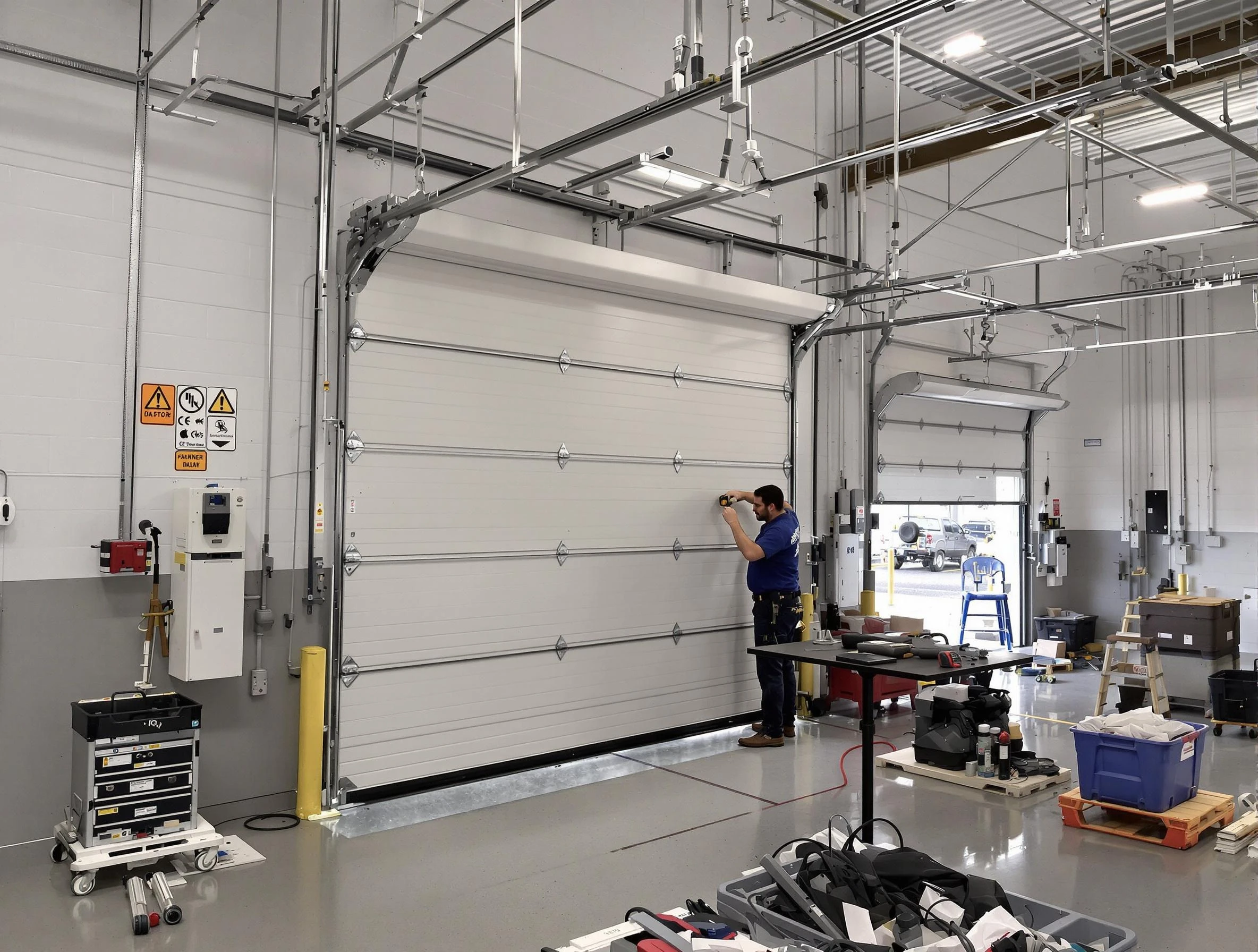 Commercial garage door repair being performed by Aliquippa Garage Door Repair expert in Aliquippa