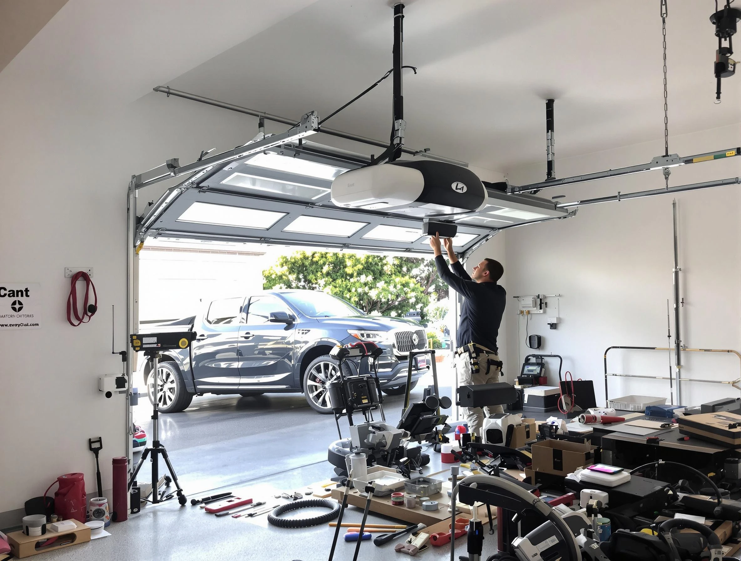 Aliquippa Garage Door Repair specialist installing smart garage door opener system in Aliquippa home
