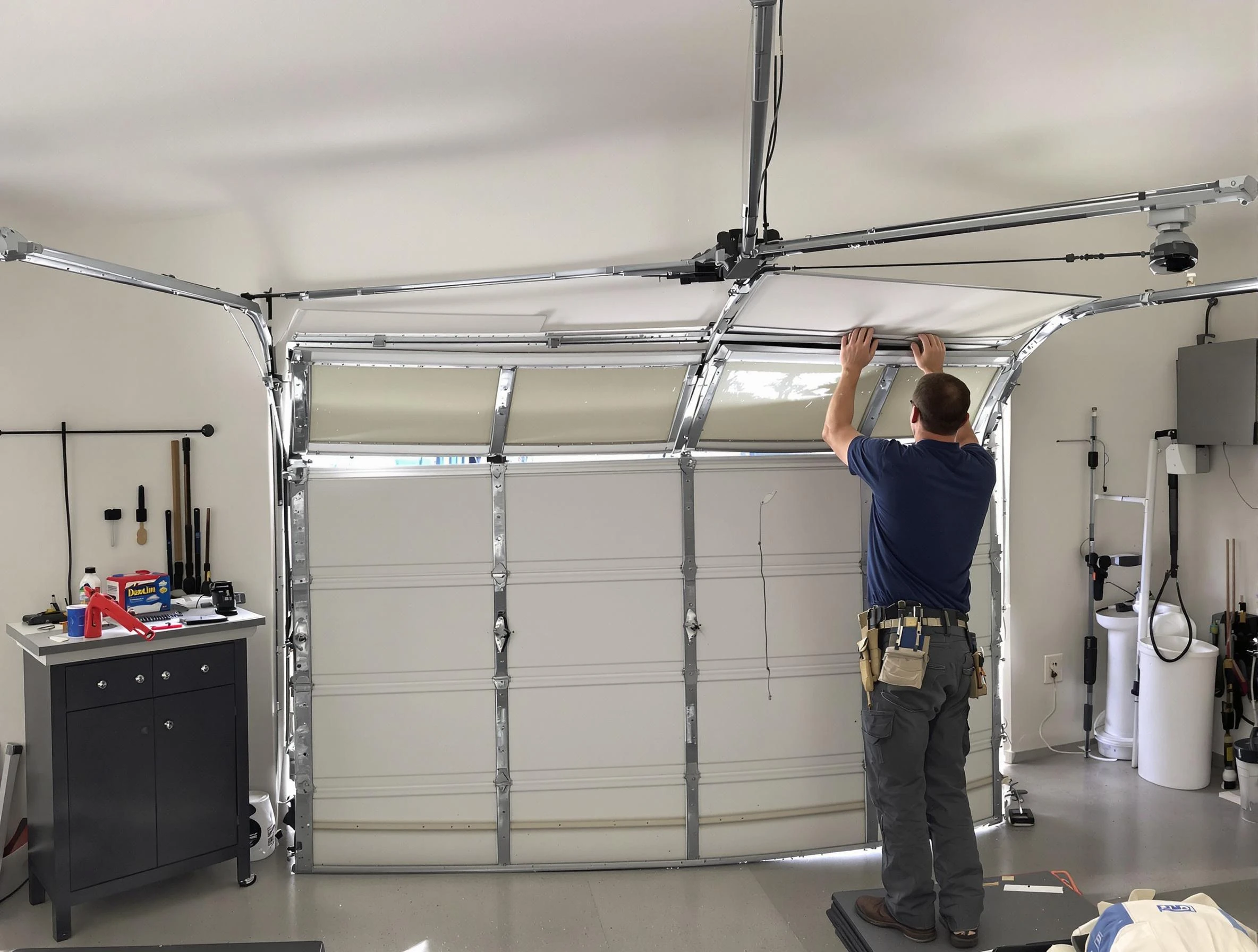 Aliquippa Garage Door Repair specialist performing precise section replacement on Aliquippa garage door