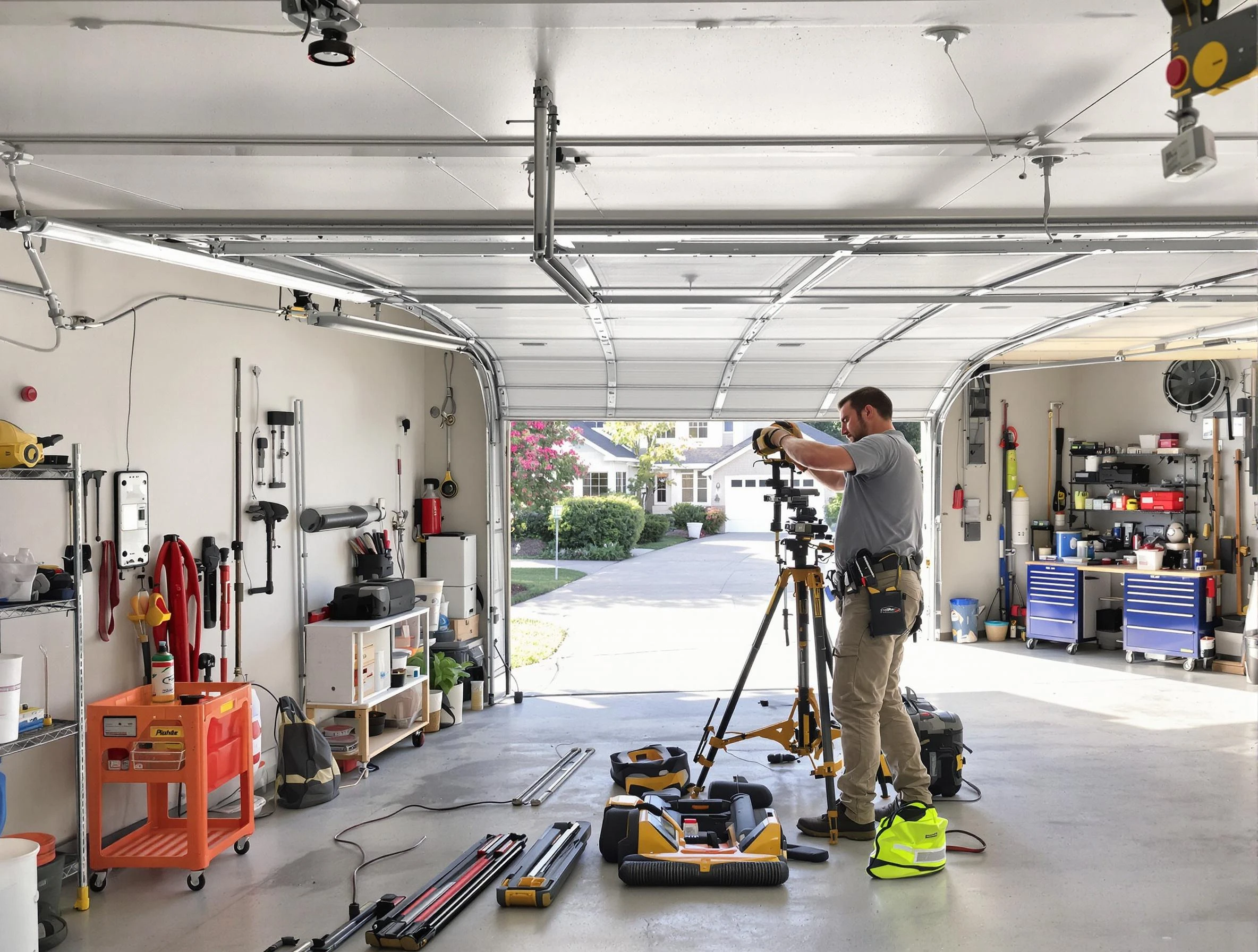Aliquippa Garage Door Repair specialist performing laser-guided track alignment in Aliquippa